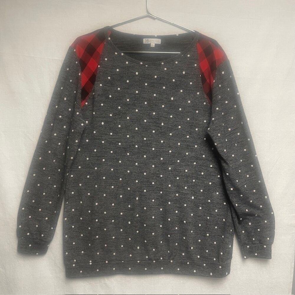 Hazel Blues Long Sleeve Buffalo Check -Polka Dot Women's Shirt - Size 2XL